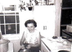 Julia (Judy) Kish Dorrough; in Medway kitchen